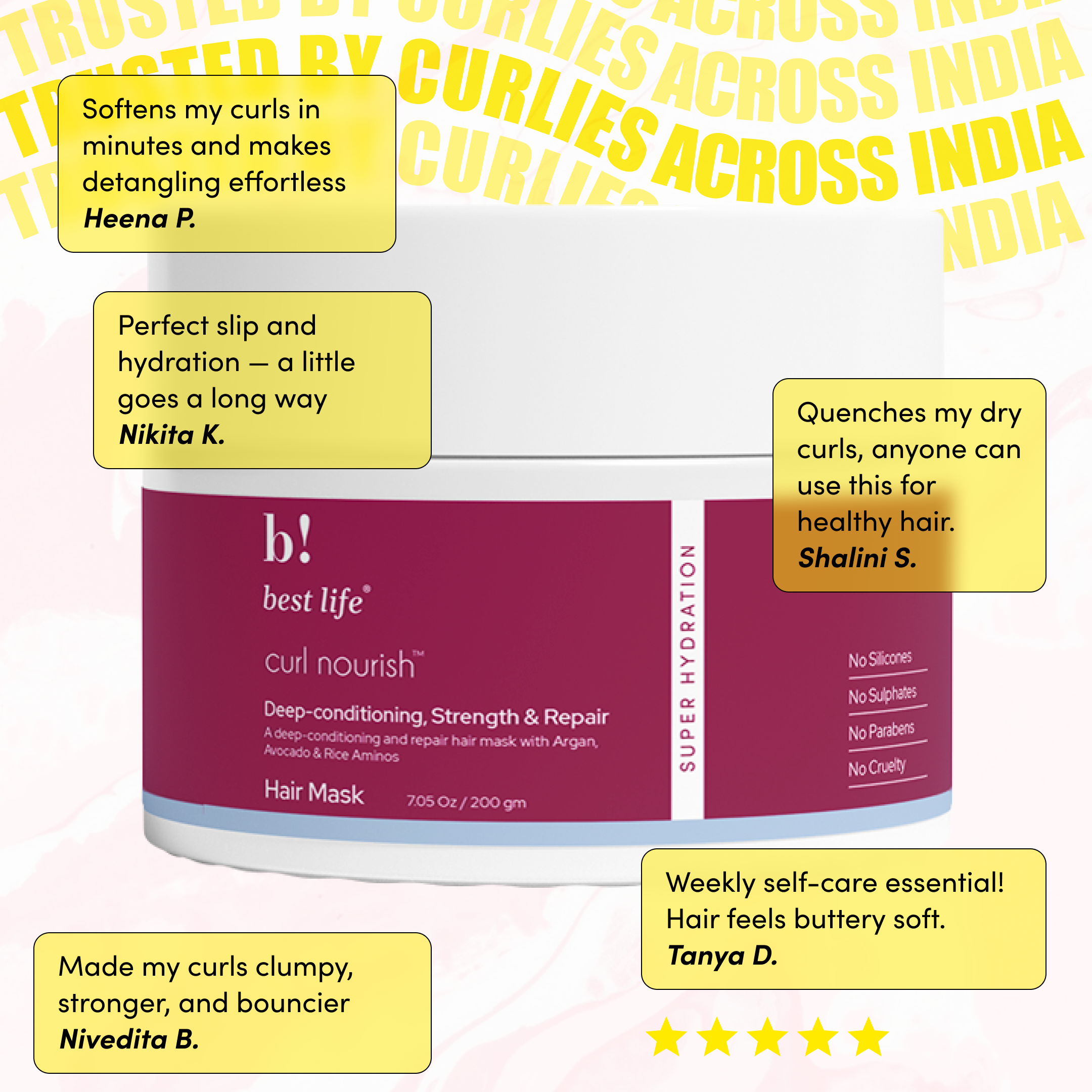 Deep Conditioning Strength & Repair Hair Mask for curly,wavy & straight hair