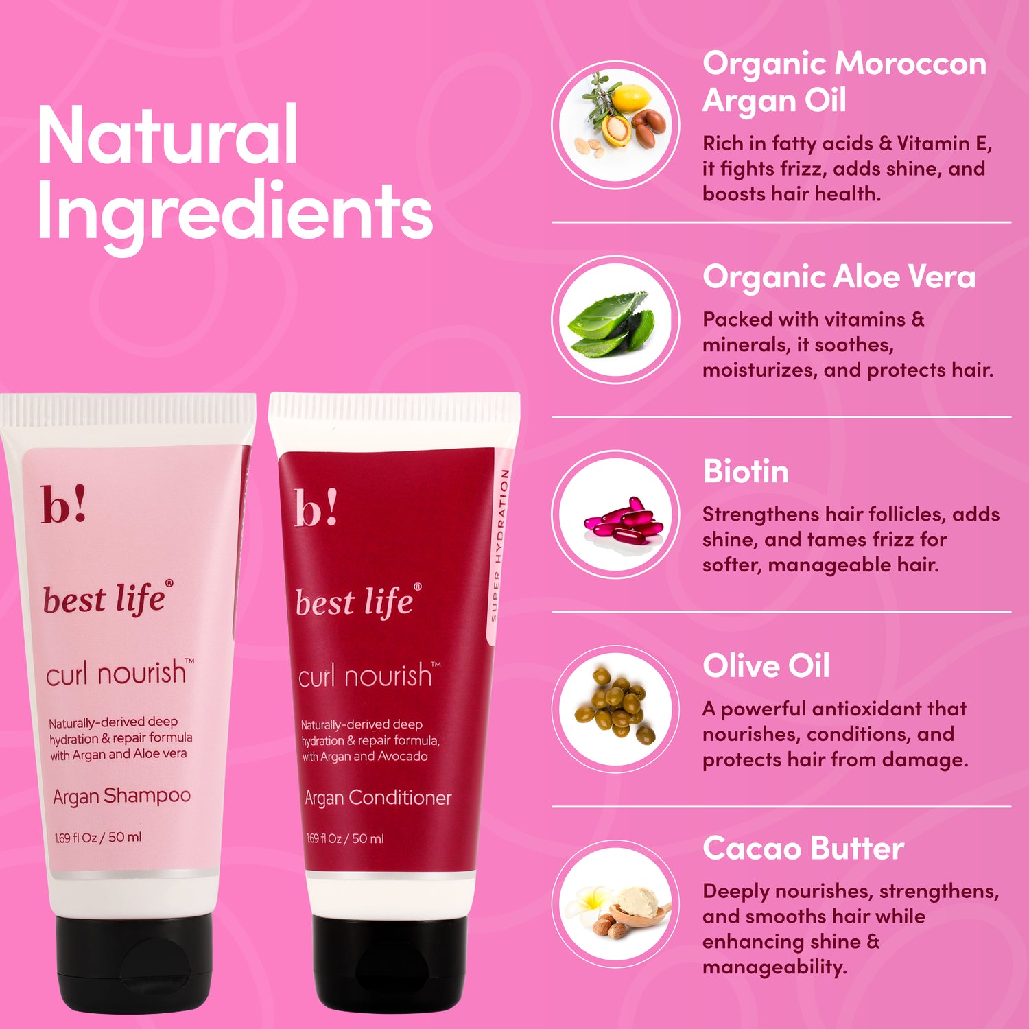 Best Life Curl Nourish Wash &amp; Style Kit | For Curly, Wavy, Dry, Frizzy Hair | Travel Friendly