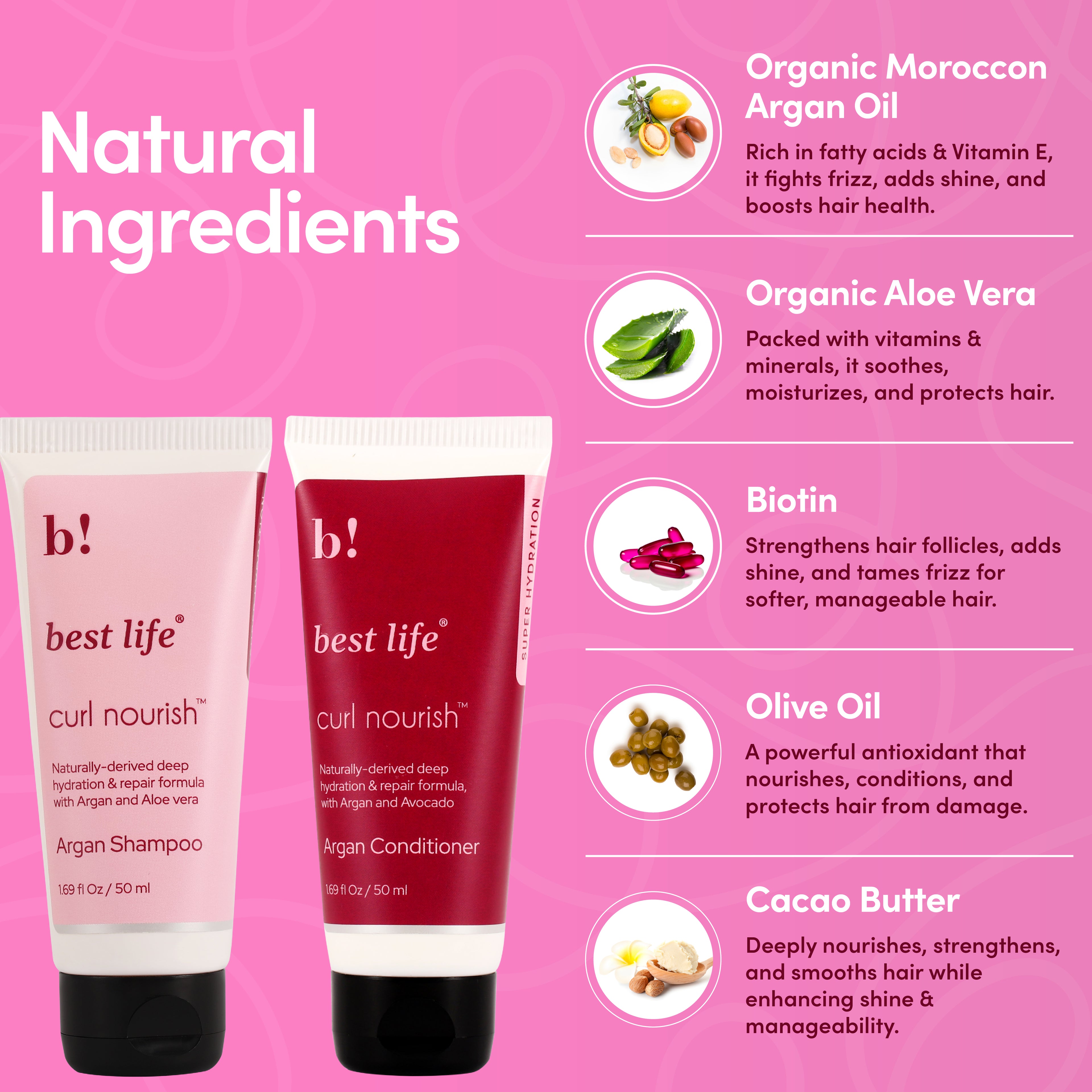 Best Life Curl Nourish Wash &amp; Style Kit | For Curly, Wavy, Dry, Frizzy Hair | Travel Friendly