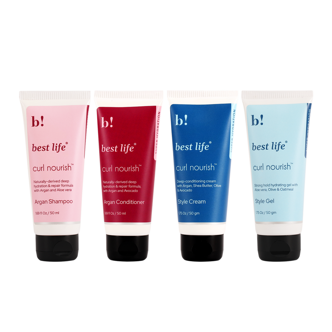 Best Life Curl Nourish Wash &amp; Style Kit | For Curly, Wavy, Dry, Frizzy Hair | Travel Friendly