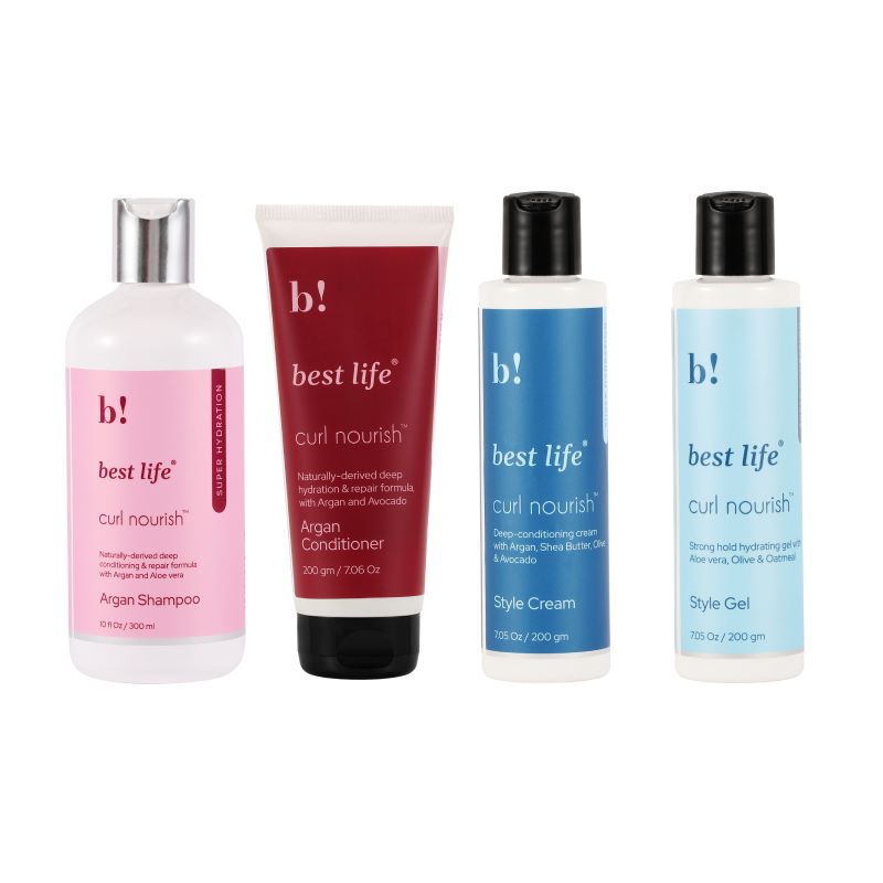 Curl Nourish Argan Oil based Hair Wash and Style Bundle for Thick Curly hair (4 products)