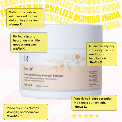 Deep Conditioning Strength &amp; Repair Hair Mask for curly,wavy &amp; straight hair