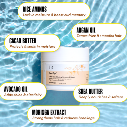 Deep Conditioning Strength &amp; Repair Hair Mask for curly,wavy &amp; straight hair