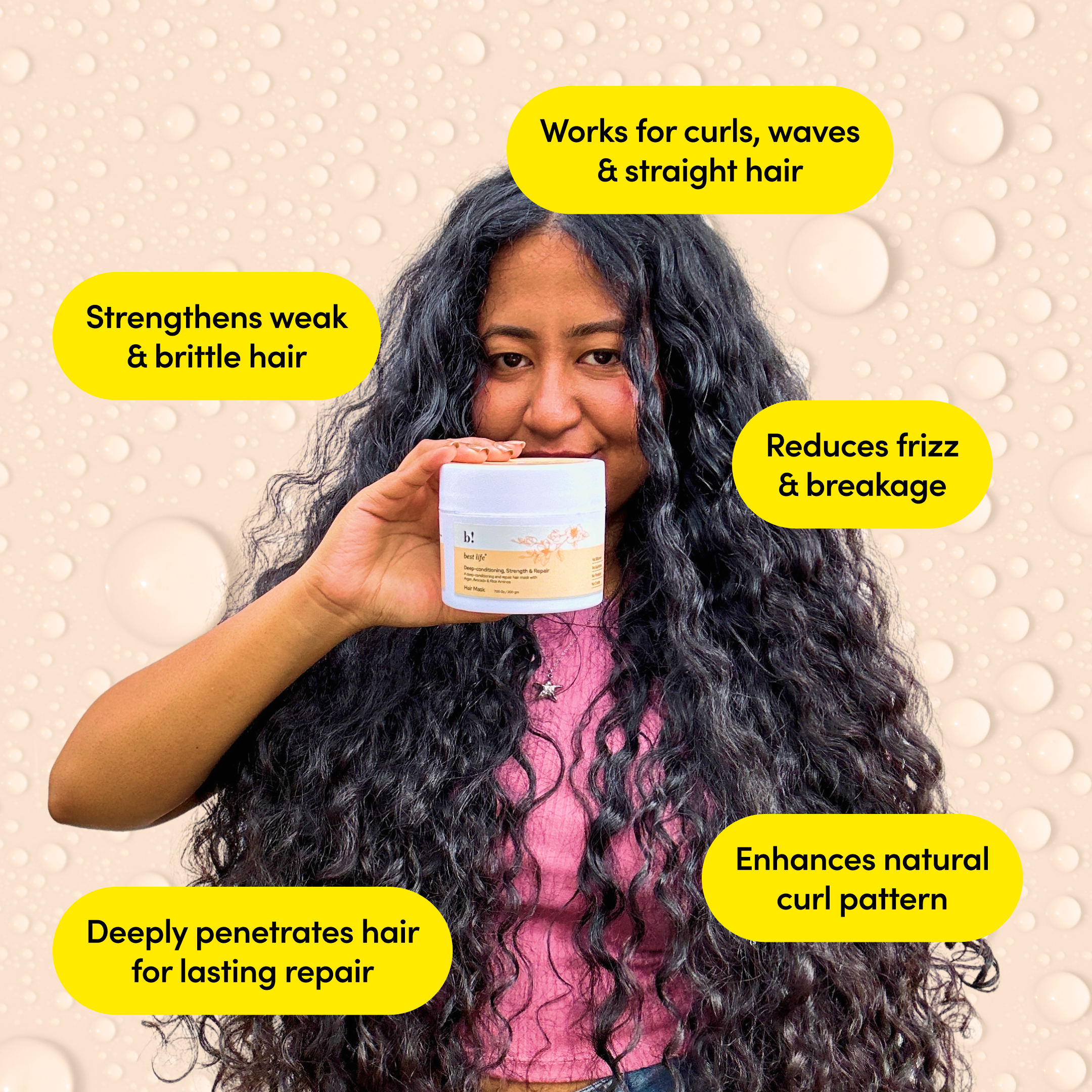Deep Conditioning Strength &amp; Repair Hair Mask for curly,wavy &amp; straight hair