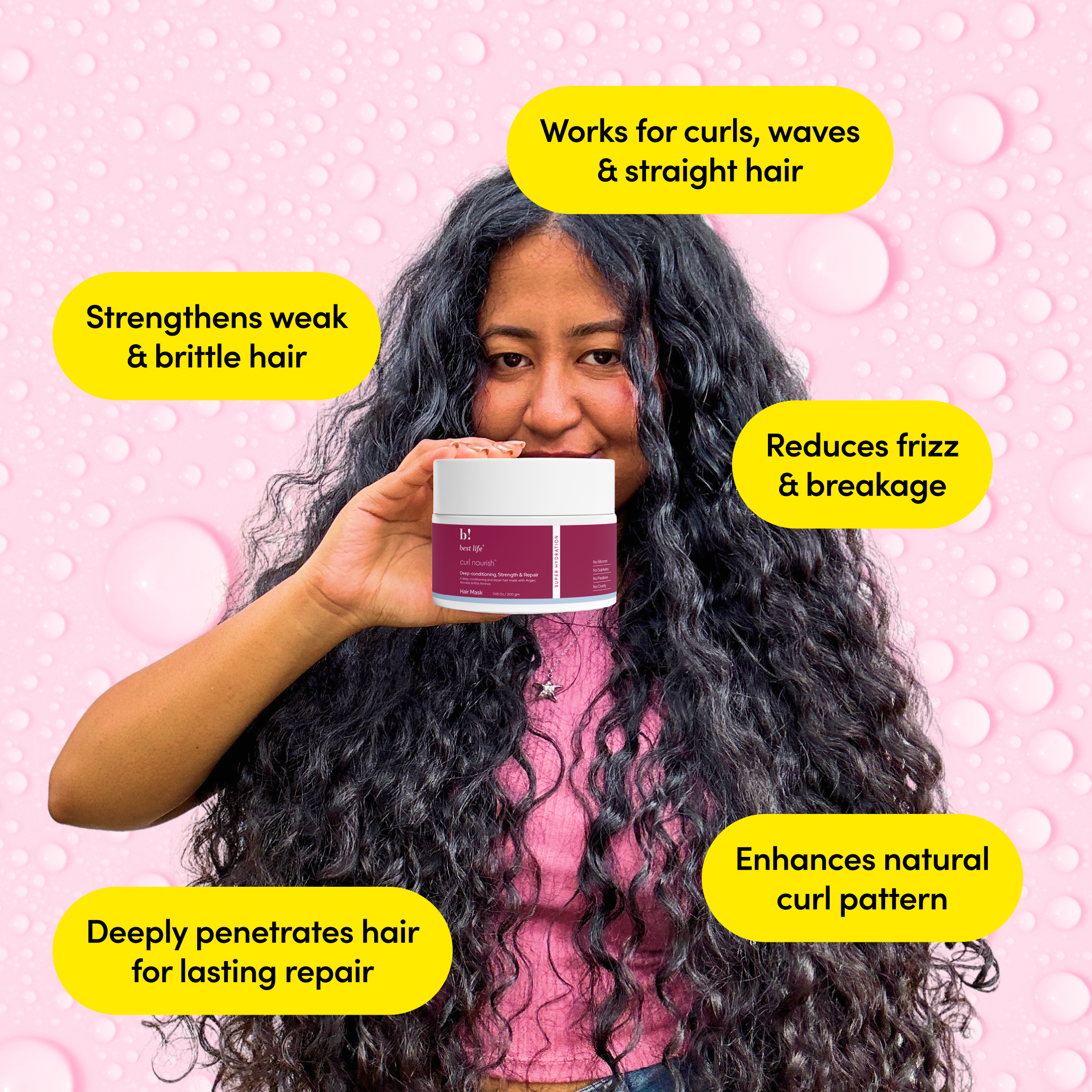 Deep Conditioning Strength &amp; Repair Hair Mask for curly,wavy &amp; straight hair