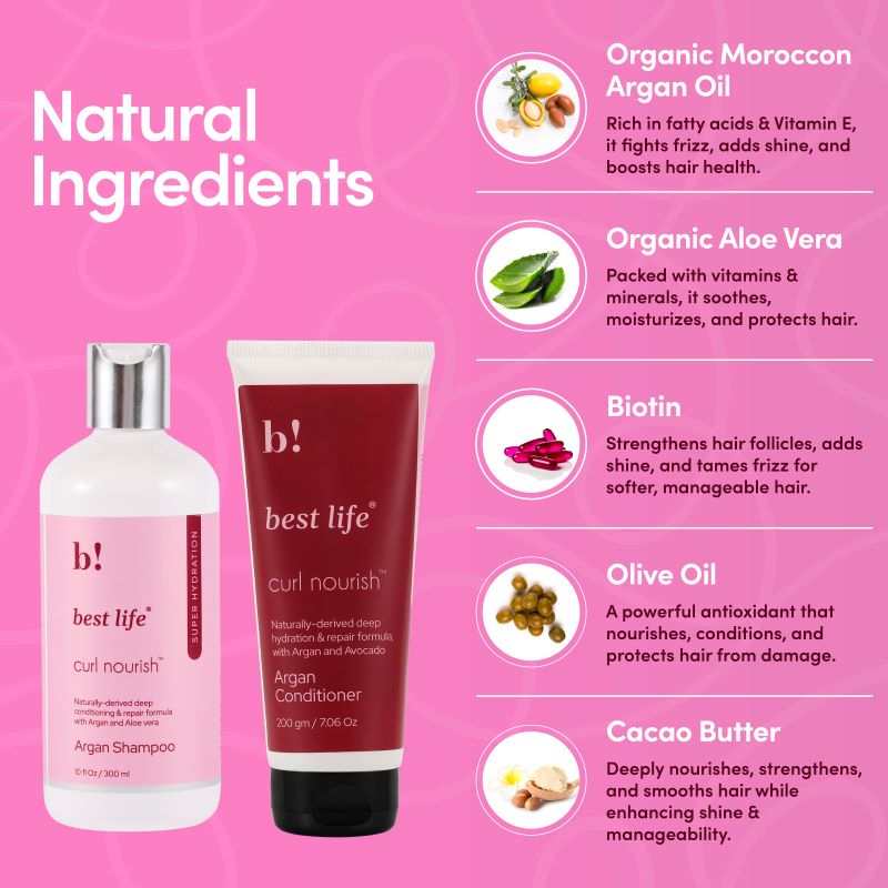 Curl Nourish Argan Oil based Hair Wash and Style Bundle for Thick Curly hair (4 products)