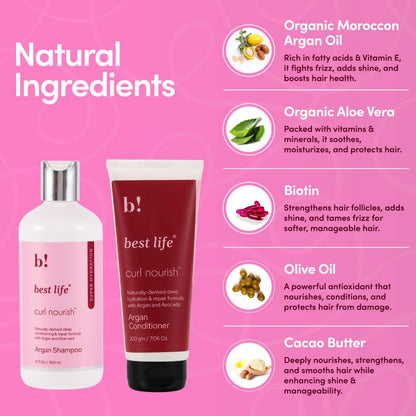 Curl Nourish Argan Oil based Hair Wash and Style Bundle for Thick Curly hair (4 products)