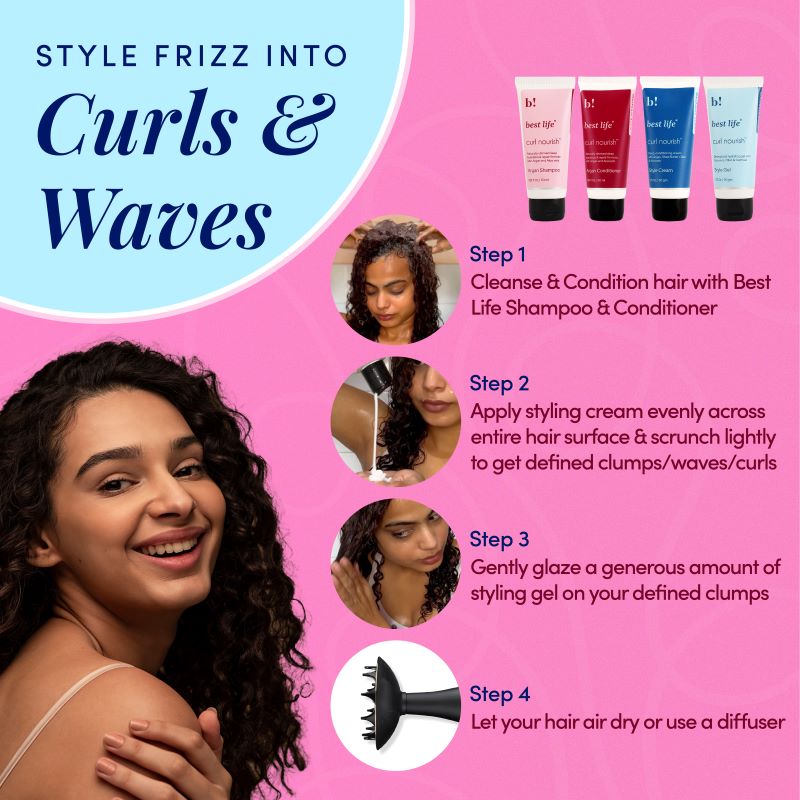 Curl Nourish Argan Oil based Hair Wash and Style Bundle for Thick Curly hair (4 products)