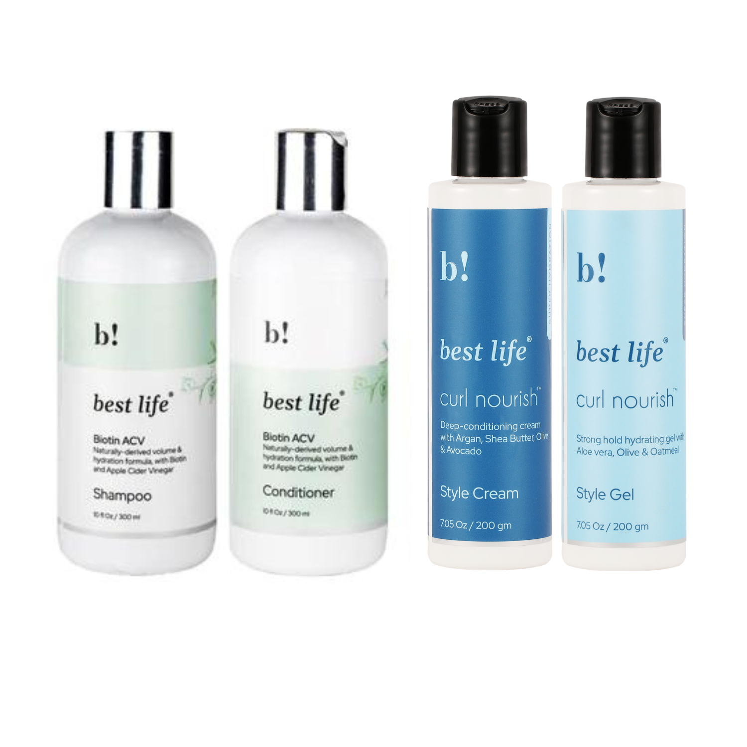 Biotin Acv Hair Wash and Style Bundle for Fine Curls (4 products)